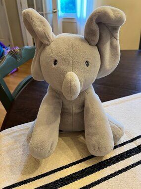 Baby Gund Flappy The Elephant Animated Plush Singing Moving Ears Gray Toy 12"